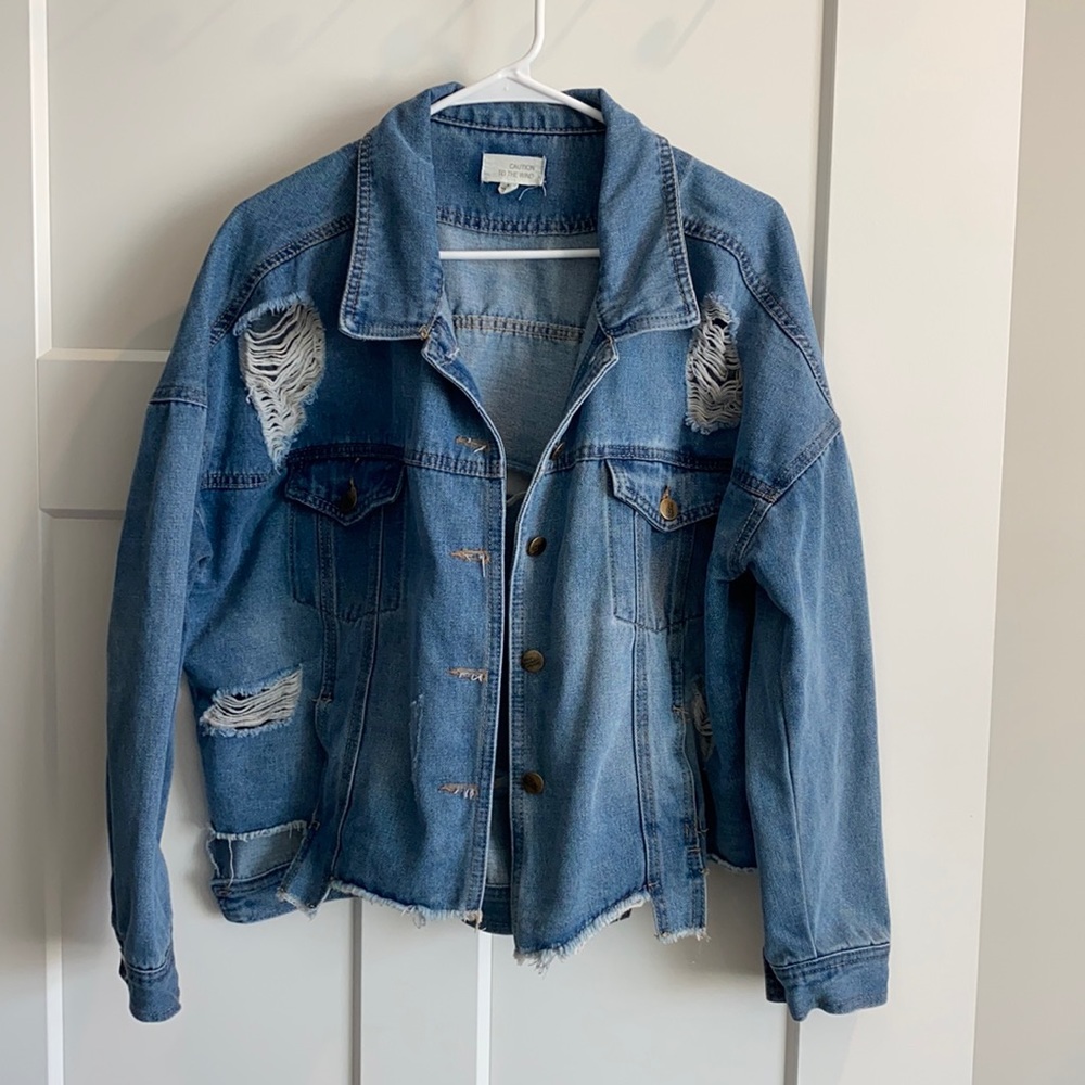 Distressed denim jacket